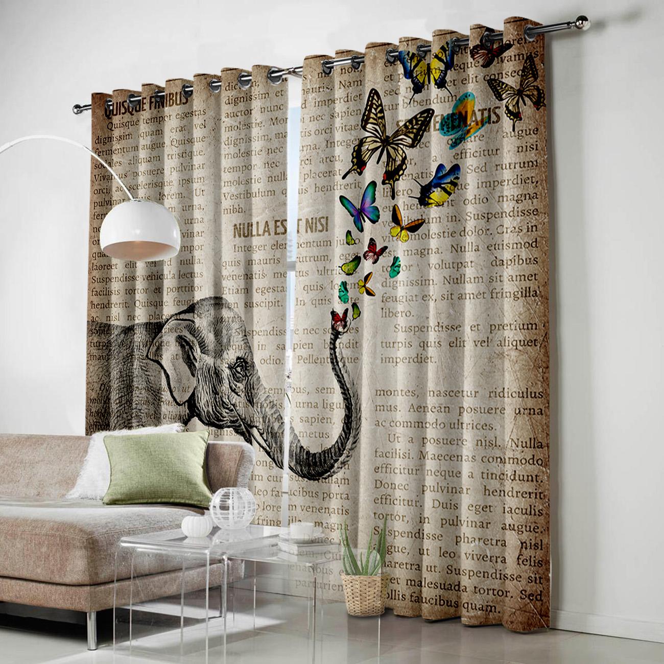 Газетный слон Шторы для гостиной Декоративные элементы Гостиная 135W x 60H(cm) — фото 3