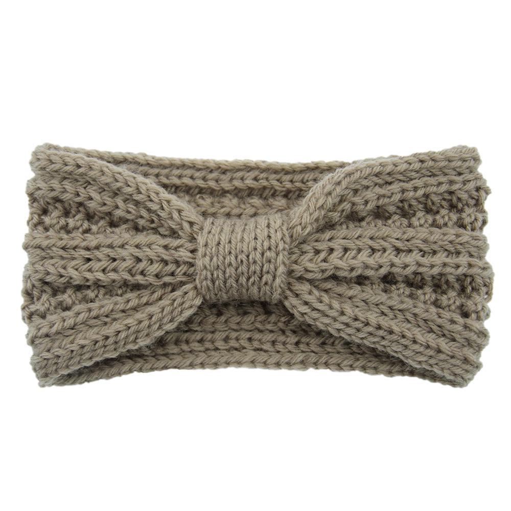 European & American Knit Wheat Ear Bow Headband: Sports, Earmuffs, Handmade Wool Hair Accessories.