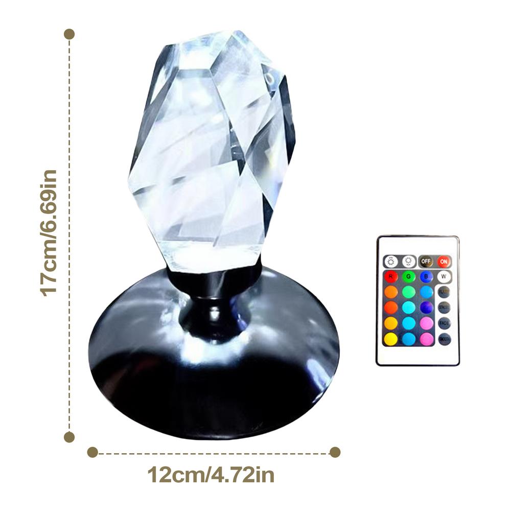 Gemstone shape table lamp 16 colors RGB with remote control crystal night light for bedroom nightstand holiday decoration