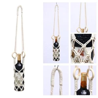 Hand-woven Knitting Hanging Bottle Net Bag Hollow Out Wine Bottle Carrier Cup Mesh Bag  Cup