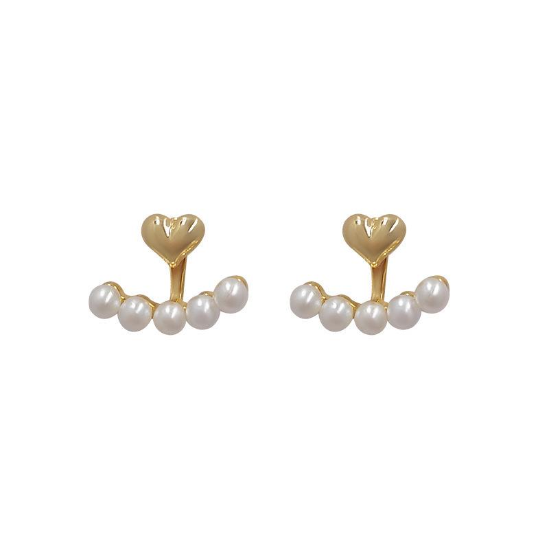 Fashion Earrings With Heart-shaped Pearl Earrings One Size белый