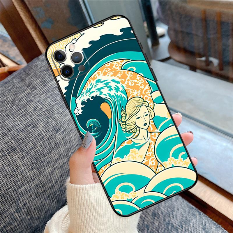Japanese Surfers Phone Case For iPhone 16 15 13 12 11 14 Pro Max 12 13 mini XR 15 16 Plus 16e Cover Shell