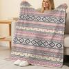 Geometric Pattern Plush Flannel Fleece Blanket Soft Warm Cozy Throw Blanket for Home, Bedroom, Living Room, Christmas, Halloween & Daily Leisure