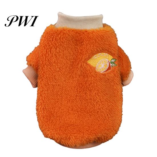 Elastic Pet Clothes Cartoon Fruit Embroidery Pattern Keep Warmth Close Fitting Good Elasticity Dogs Sweater for Winter Two-leg