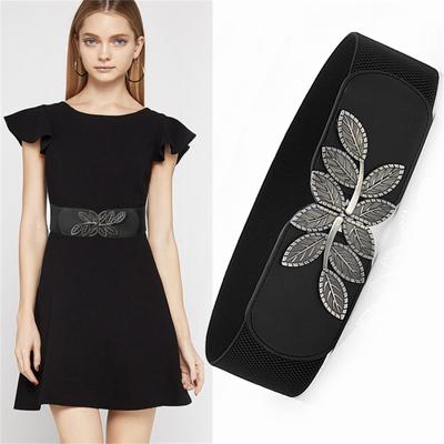 Mode femme sauvage large ceinture élastique Stretch robe taille ceinture boucle bande