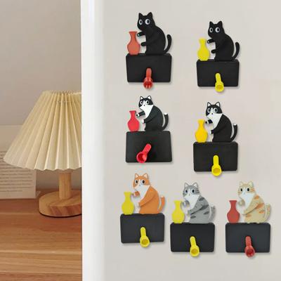 DYS Cat Pushing Vase Refrigerator Magnet, 3D Printed Whiskers Holder Pet Memorial Keepsake Decoration, Gift for Cats Lovers