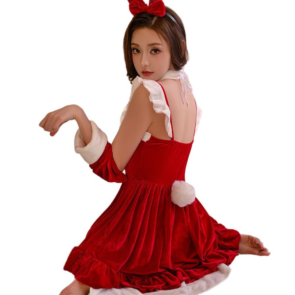 Christmas Robe Sexy Lingerie Sexy Red Velvet Nightdress New Year's Ball Cosplay Pure Desire