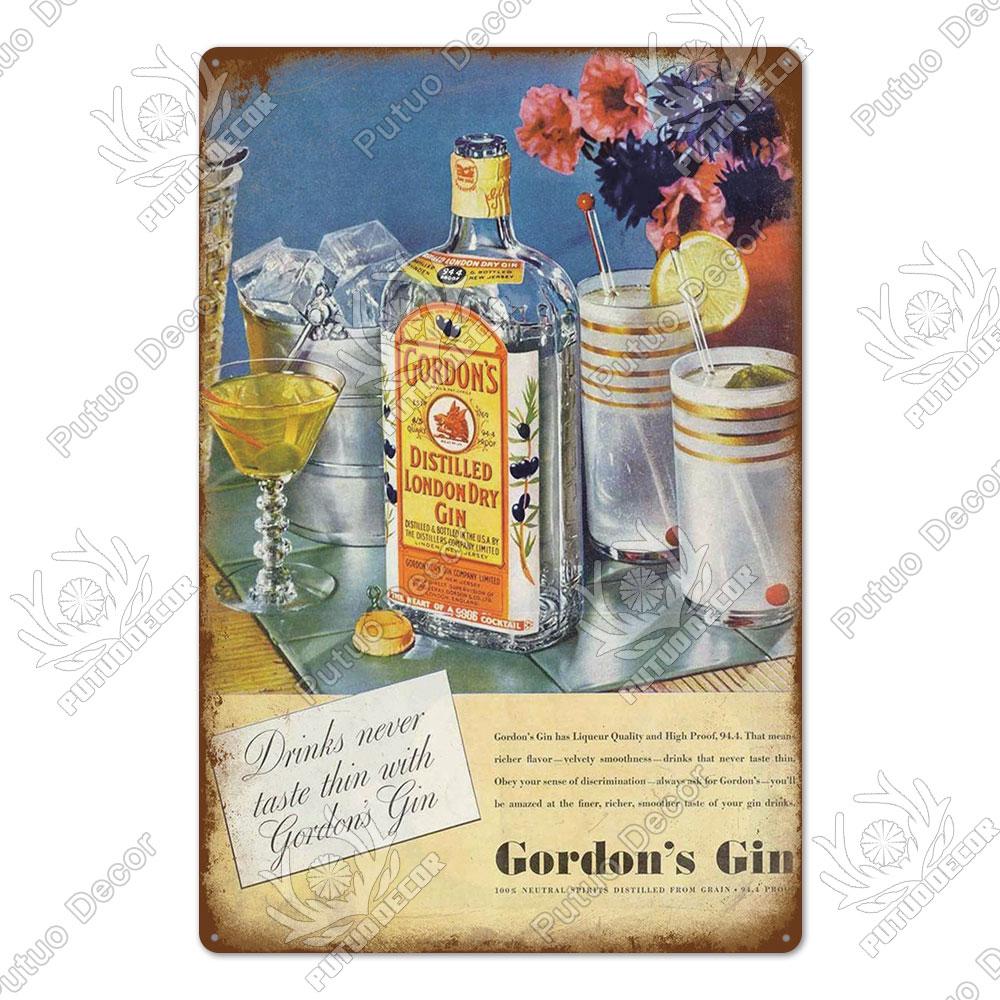 

Декор Джин Бренд Винтаж Винная Жестяная Вывеска Металлическая Алкогольная Табличка для Домашней Кухни Бара Паба Клуба Мужская Пещера Украшения Настенный Декор 7.8x11.8inch