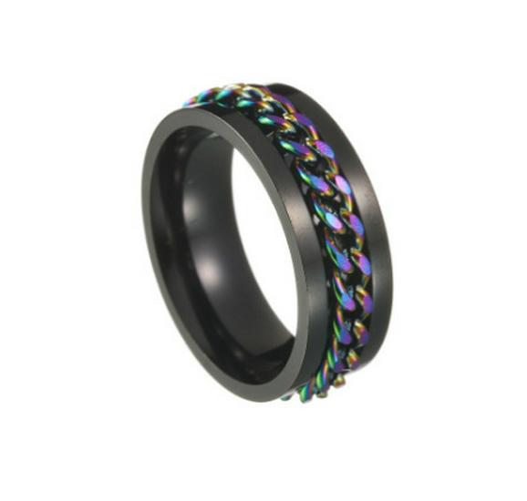 2023 European & American Titanium Steel Rotating Punk Couple Ring for High-Quality Decompression and Anti-Dryness