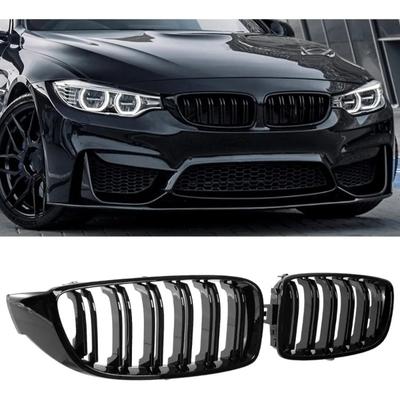 Części samochodowe Grill Przednia Nerka Grill Grill Kompatybilny z BMW Seria 4 F32 F33 F36 (2013-2019) M3 M4 Podwójne listwy Błyszczące czarne kratki