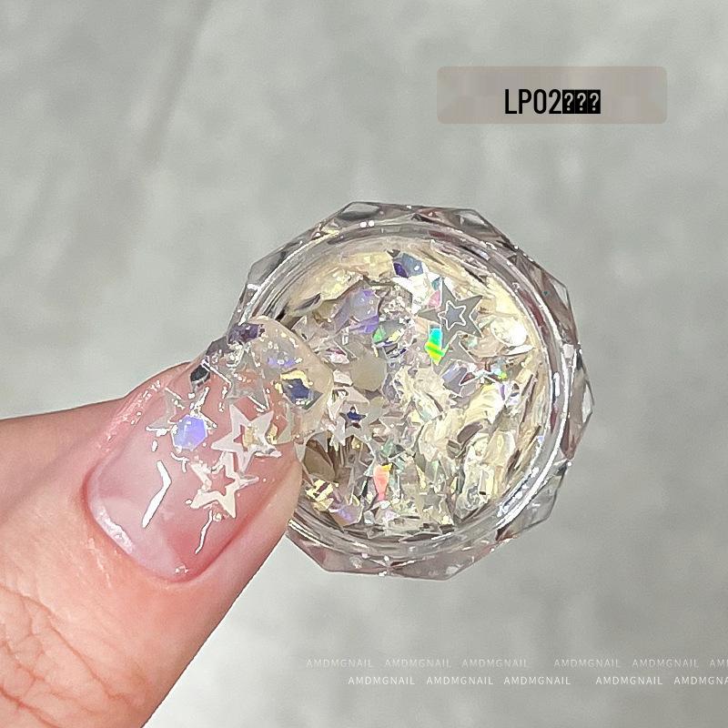 2025 Trendy Pink Glitter Nail Art: Four-Pointed Star & Heart Decorations