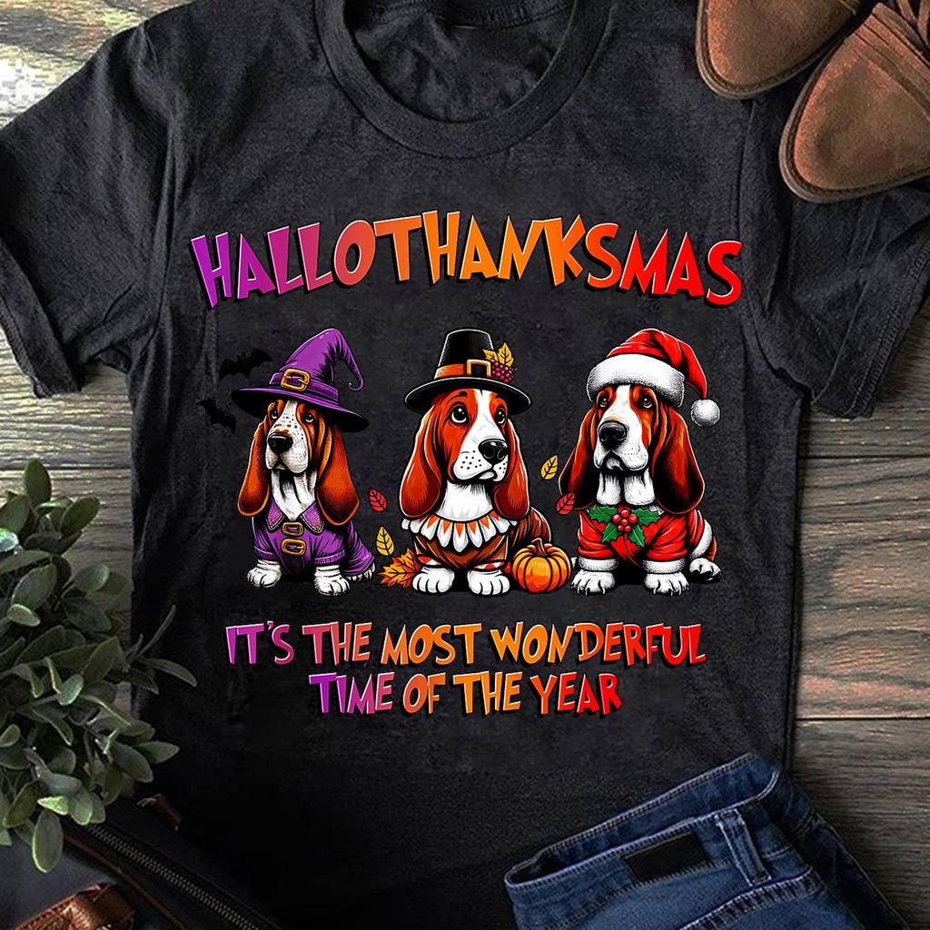 Basset Hound Halloween Thanksgiving Christmas Men Women Kid Basset Hound T Shirt - FunnyBasset Hound, Basset Hound Gifts