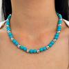 Bohemian Turquoise Demon Eye Choker Necklace with Irregular Beads for Women