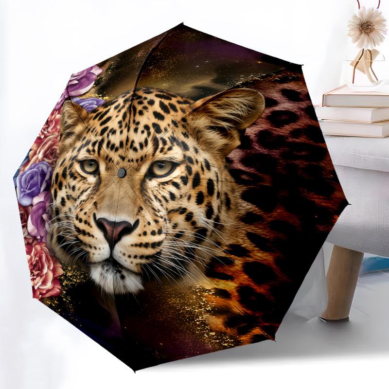 Golden Leopard Pattern Rain Umbrella