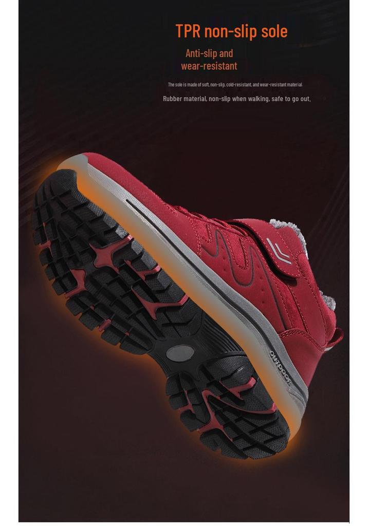 Warm Velvet Winter Shoes for Middle-Aged & Elderly - Unisex Wool Cotton Walking Footwear