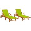 Sun Loungers Set of 2 with Cushions Solid Acacia Wood