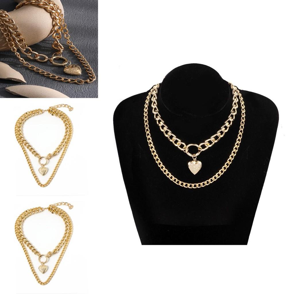 Double Layer Fashionable Chain Necklace For Women With Eyecatching Heart Design Pendant