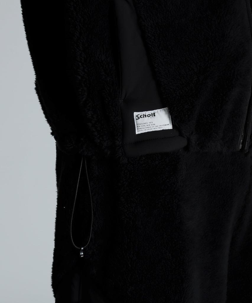 Schott B.S.FLEECE JACKET Black Sheepskin Fleece Jacket, Men's, XL, 011, Black, 782-4252022