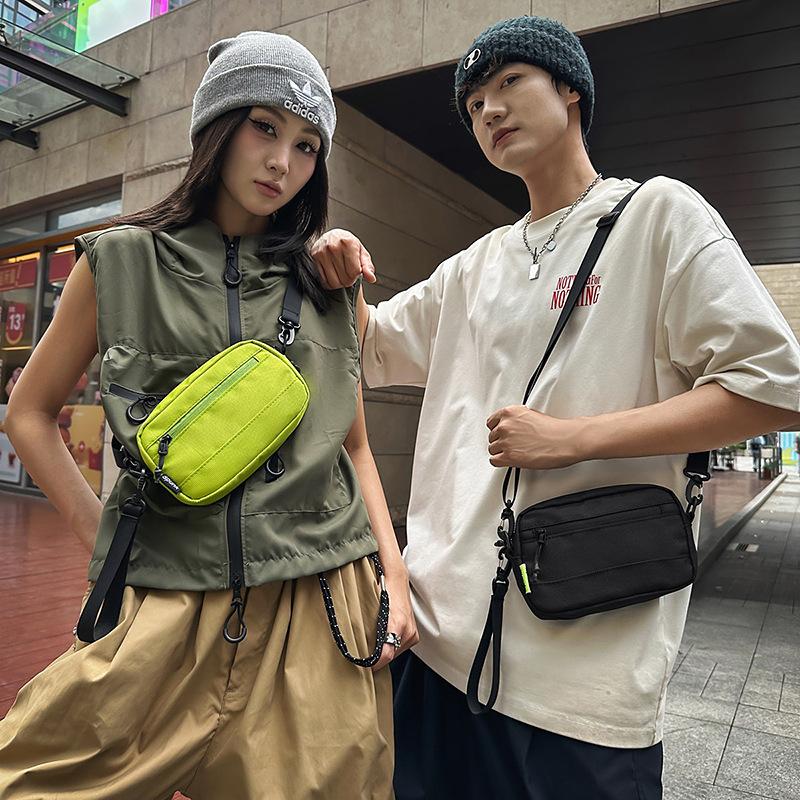 Simple texture small square bag men's and women's casual shoulder bag hand bag messenger bag mobile phone bag outdoor sports breast bag