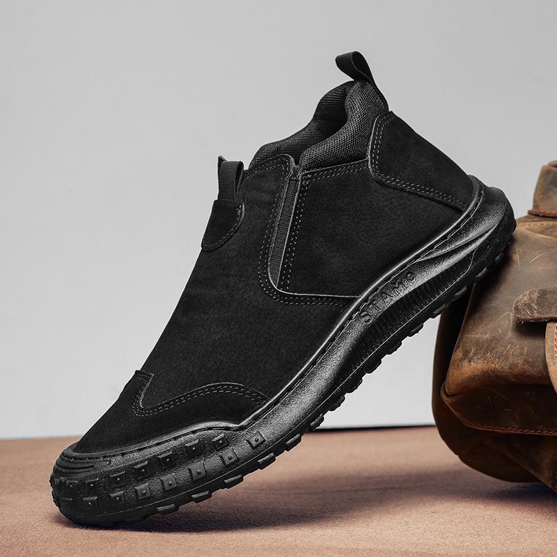 Winter Herrenschuhe Fleece warm und kalt Baumwollschuhe Herren Schneestiefel mittelhoch rutschfest Arbeitsschuhe Herren Ein-Pedal-Schuhe