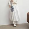 Women Casual Solid Color Long Lantern Skirt With Pocket Personality Elastic Waist Flower Bud A-line Skirt QT2307