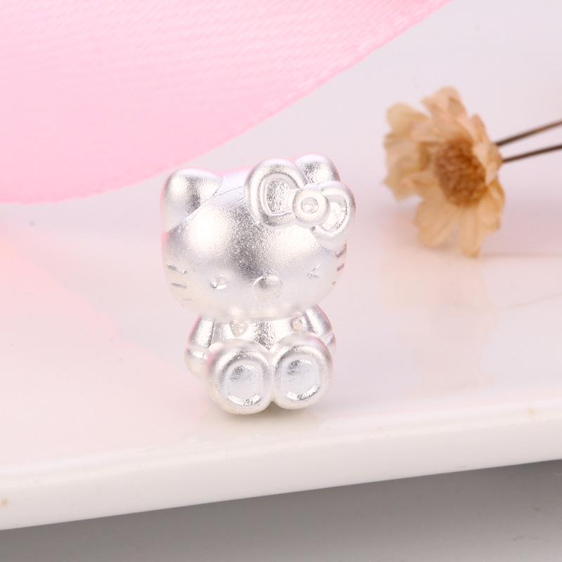 S999 Sterling Silver Hello Kitty DIY Beading Bracelet Kit with KT Cat Charms and Loose Beads серебряный