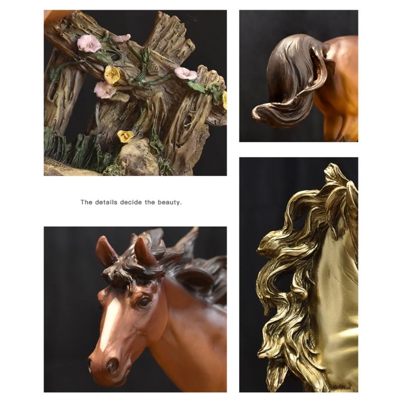 Resins Standing Horse Figurine Sculpture 12Inch Tall Tabletop Decoration for Living Room or Study Aesthetic Appeal
