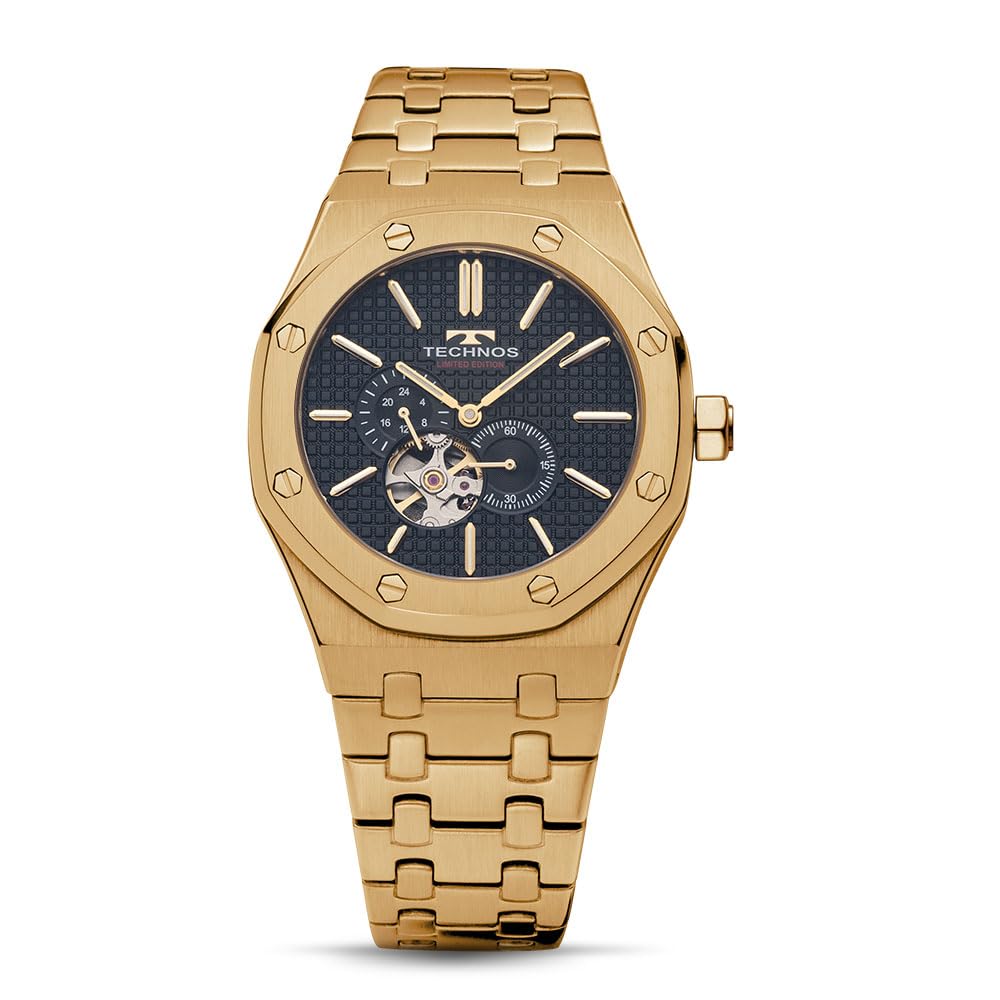 TECHNOS Winding Watch T9B63GB Gold Black Dial Automatic чёрный