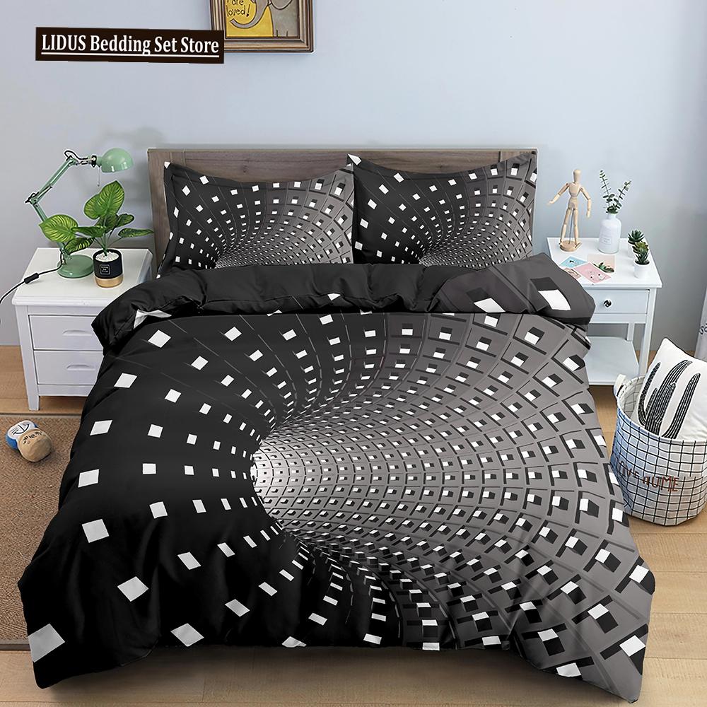 Psychedelic Duvet Cover Set For Kid Adult Boy Comforter Cover Fractal Art Abstract Artwork Polyester Bedding Set King Queen Size