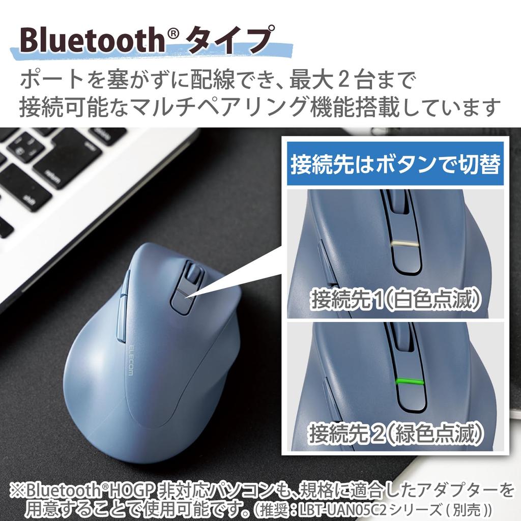 ELECOM Wireless Bluetooth Medium 5 AskDoctors EX-G Mouse, Quiet, Size, Buttons, Multi-Pairing, Certified, Antibacterial, Blue, M-XGM30BBSKBU