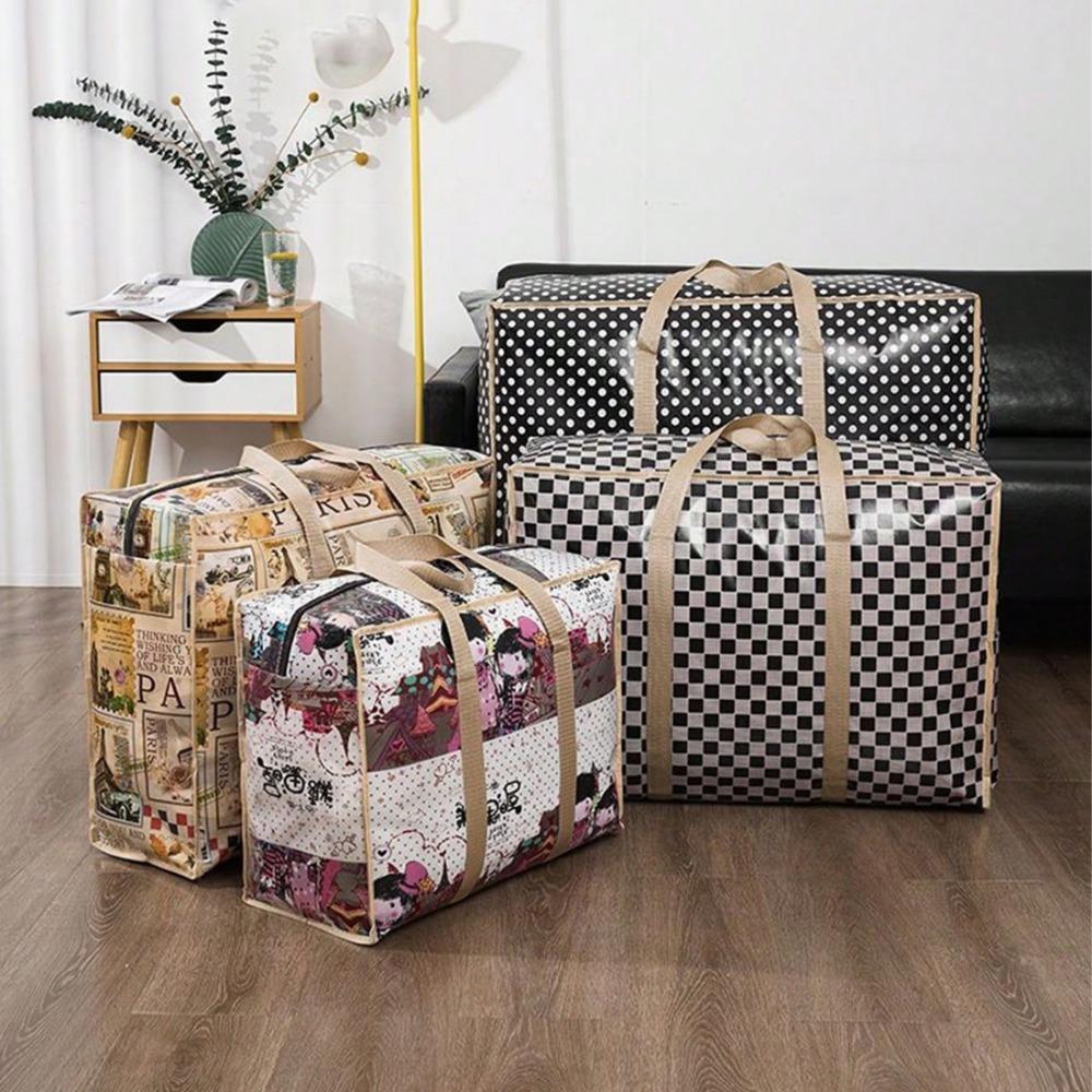 Große Aufbewahrungstasche im Vintage-Stil mit starkem Reißverschluss und Griffen, faltbare Reisetasche aus Stoff