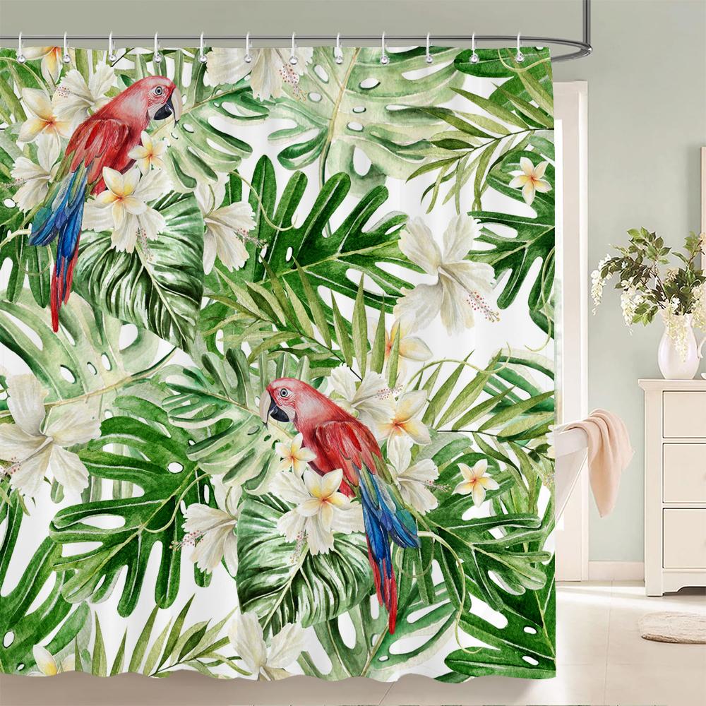 Colorful Beautiful Flowers Bath Curtain Waterproof Fabric Shower Curtains Floral Rose Printing Bathroom Screen Decor with Hooks