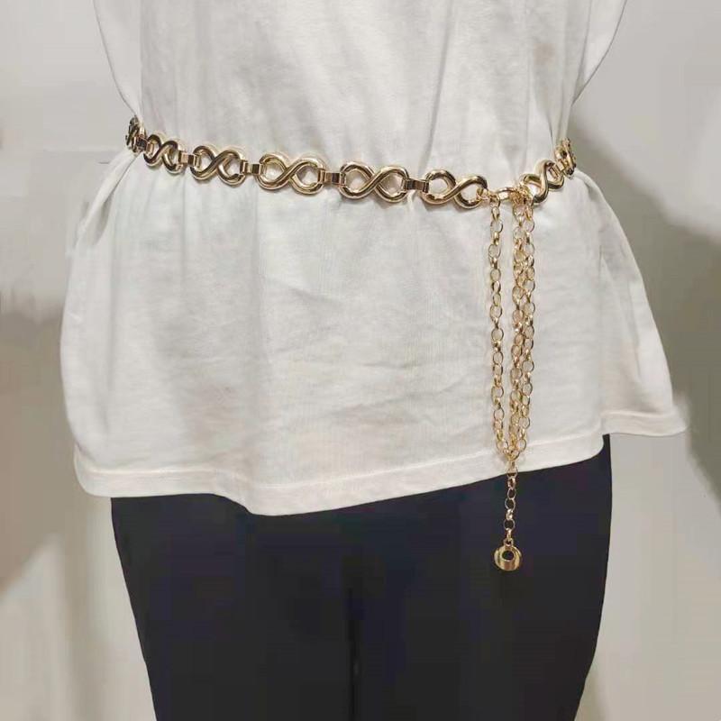 Ladies' 8-character Metal Chain Splicing, Simple and Fashionable Style Dress Decoration Style