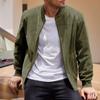 Men's Spring/Autumn Suede Zipper Cardigan Jacket with Stand Collar and Patchwork Design