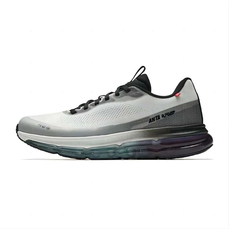 Anta Elastic Rubber Cushion Running Shoes Men Ivory White Black Gray 112515501-2 39