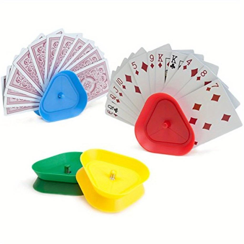4pcs Plastic Triangle Playing Card Holders Set, Hands-Free Game Accessories for Poker, Board Games -Gift for Christmas