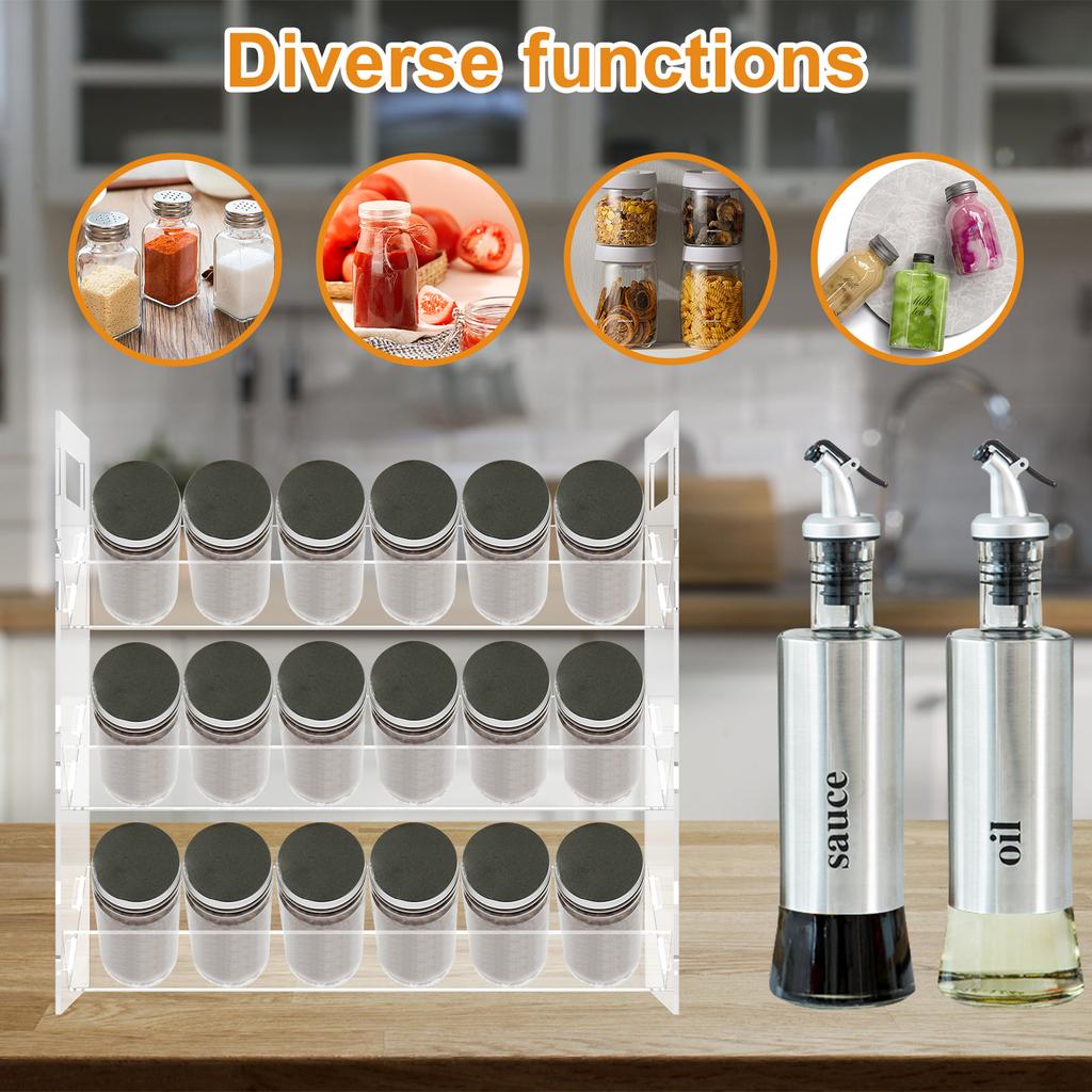1/2Pcs 3 Tiers Spice Rack Clear Acrylic Seasoning Bottle Organizer Countertop Cabinet Multipurpose SpiceShelf for Kitchen Pantry