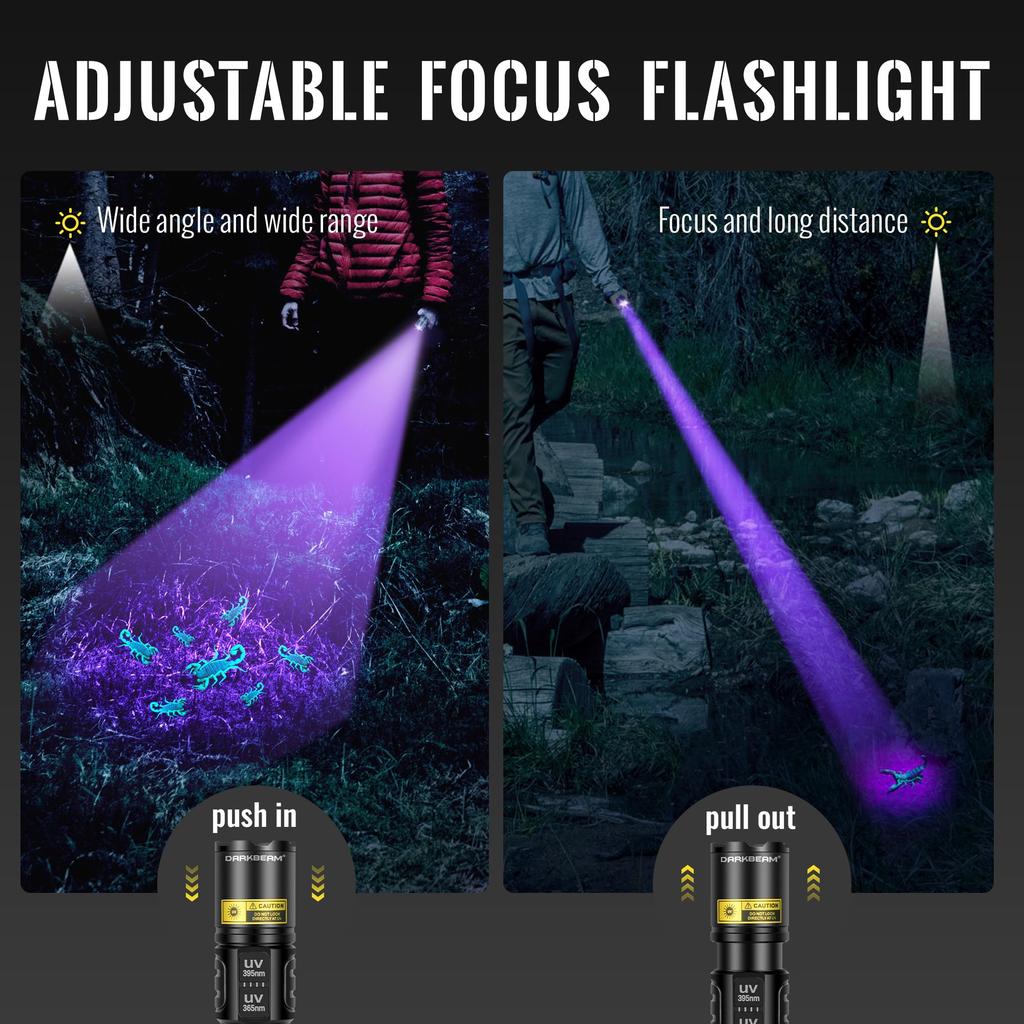 DARKBEAM Blacklight UV Flashlight 365nm 395nm Powerful UV Light LED Ultraviolet Light Anisakis Lighter Rechargeable & USB-C