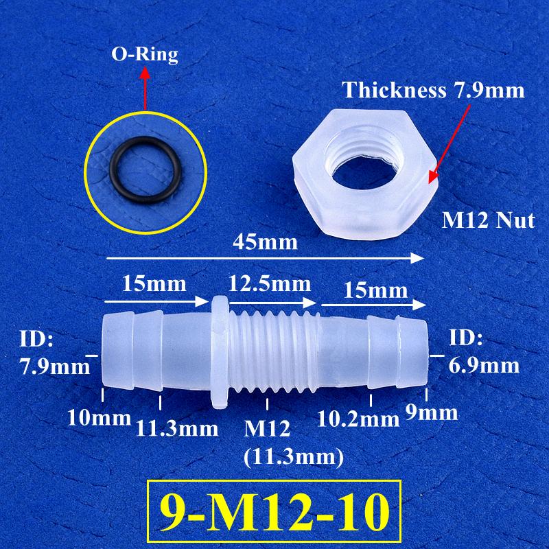 M6-M16 To 3-12mm Direct Connectors With Hex Nut  O-Ring Aquarium Tank Air Pump Adapter Garden Irrigation PP Pagoda Hose Joint