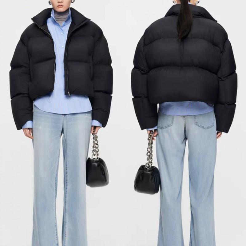 Womens Lightweight Short Down Jacket 90% White Duck Fill Loose Fit Stand Collar Warm Winter Coat