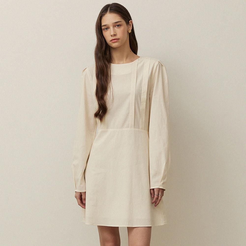 Adowl Double Pintuck Ribbon Reversible Mini Dress - Cream