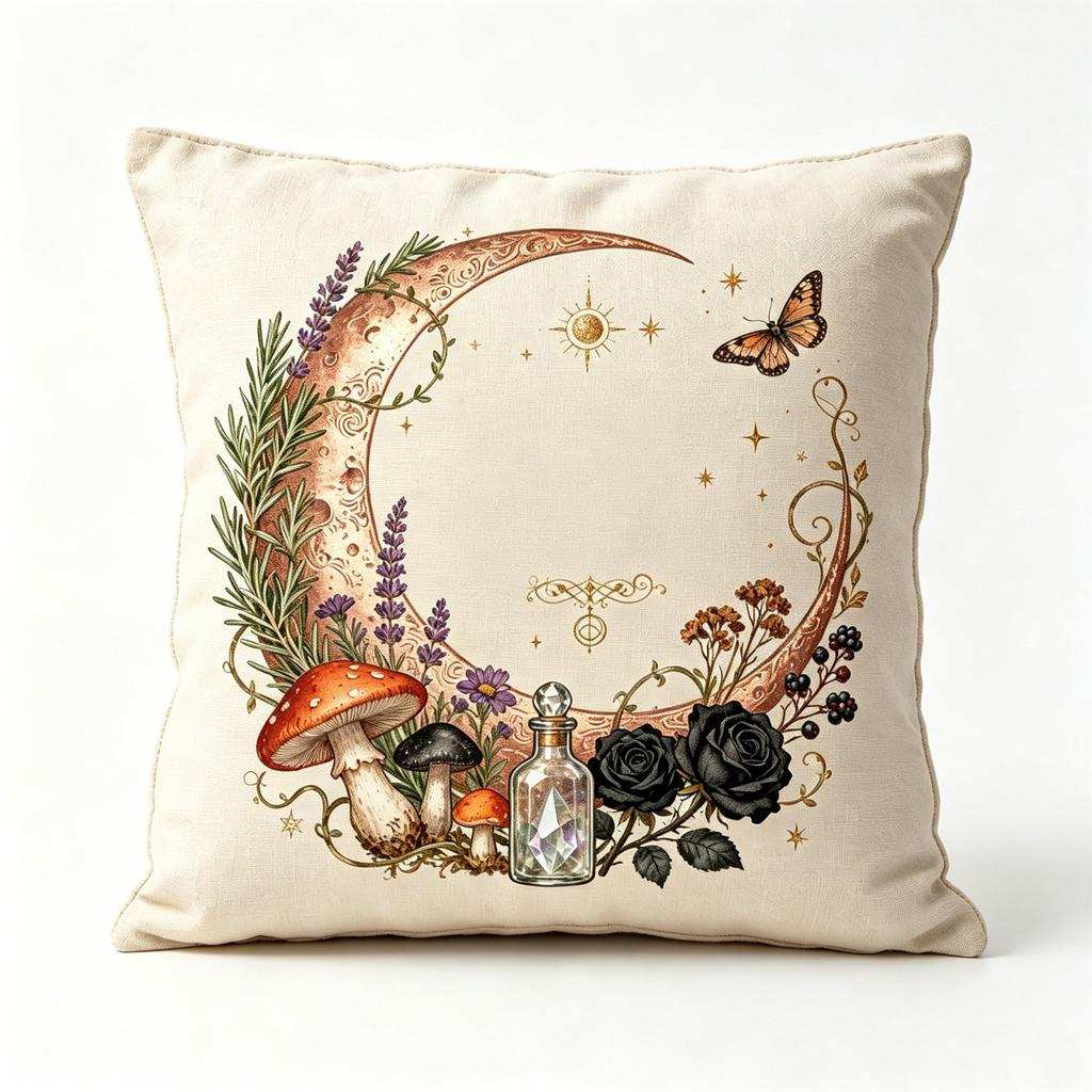 Halloween Throw Cover Retro Moon Print Single-Sided Short Plush 4545 cm