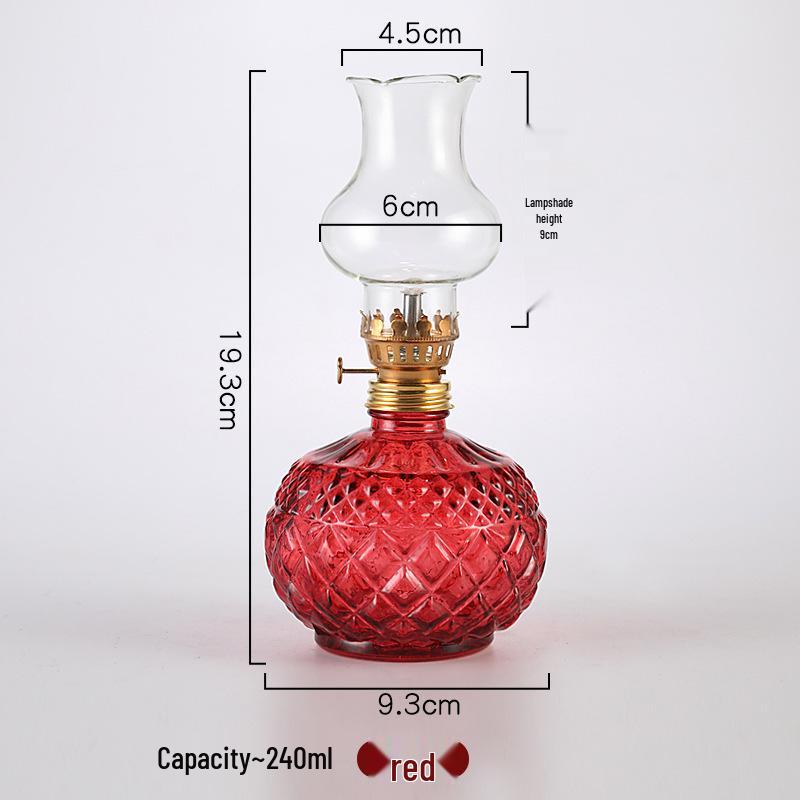 Colorful Glass Ghee Lamp for Buddha, Windproof Kerosene Oil Lamp, Dimmable and Everlasting, Perfect for Worship.