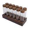 12pcs Coffee Bean Storage Tubes Glass Sealed Dosing Coffee Bean Jars with Walnut Stand Funnel for