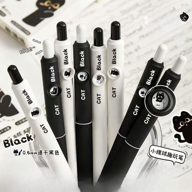 Gift Original Cute Animal Little Black Cat Gel Pen Writing Smooth and Practical Decompression Quick Drying Brush Question Kawai