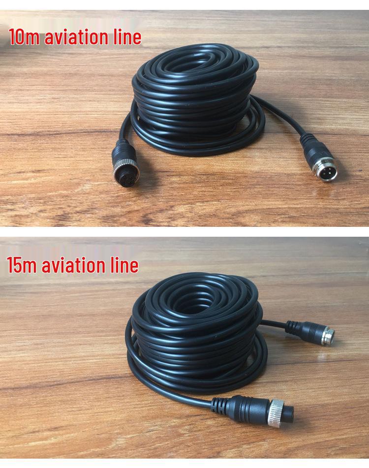 Aviation Head Spring Wire Four-Way Camera Connection Cable for Truck and Semi-Trailer Monitoring