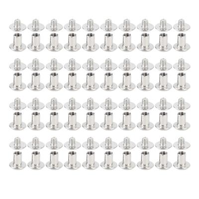 50 Set Rivetti a Vite con Borchie M4 Acciaio Inossidabile Multifunzionali Cappuccio Rotondo Viti per Rilegatura Libri Chiodo
