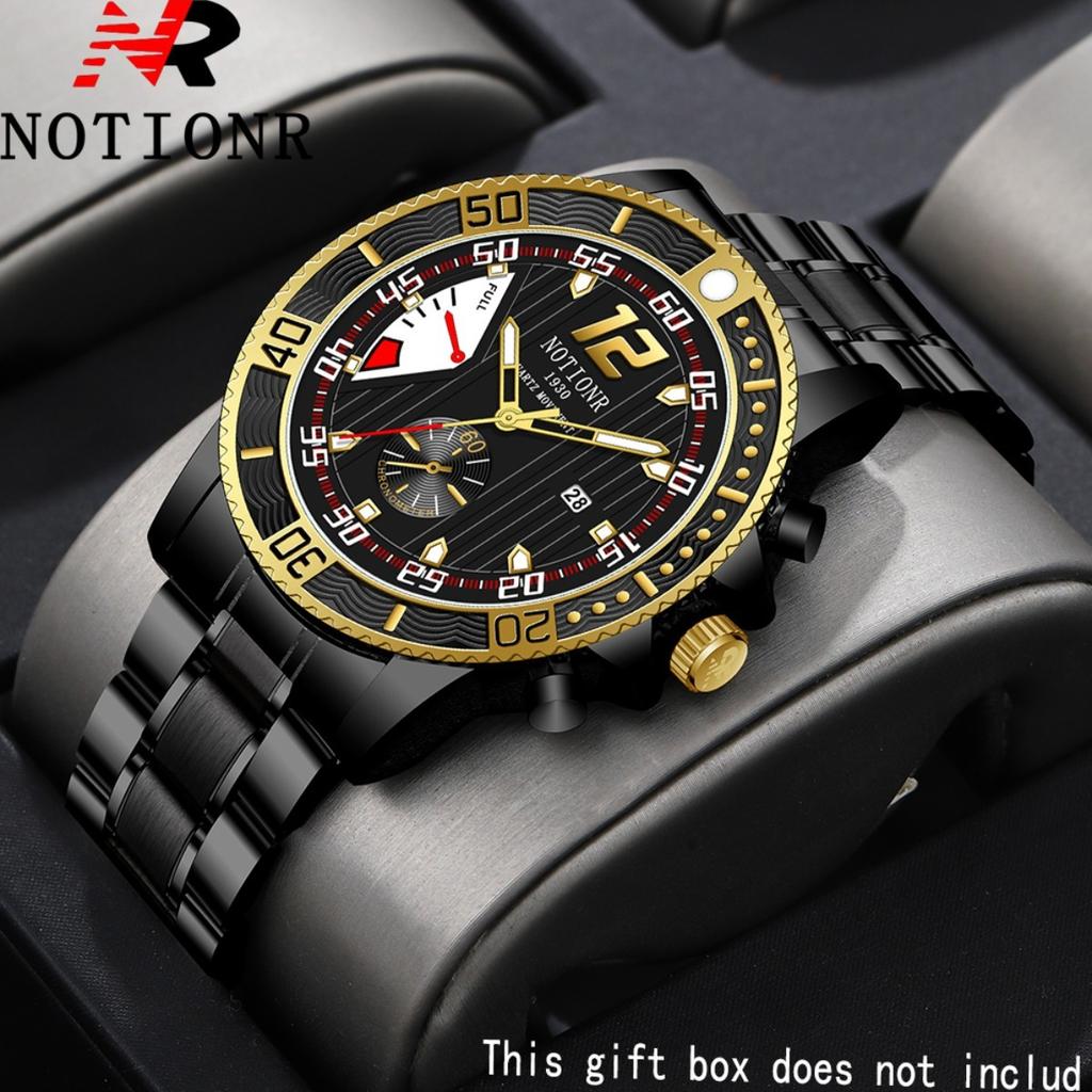 Notionr Men'S Business Casual Stainless Steel Strap Casual Date Display Quartz Men'S Watch