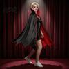 Halloween Costume Cape Vampire Cloak with Stand Up Collar, Medieval Gothic Festival Atmosphere Clothing Black Red for Cosplay, Masquerade, Fancy Dance