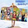 Pirate Anime Print Beach Towel, Large Soft Quick Dry Towel for Beach Camping Swimming